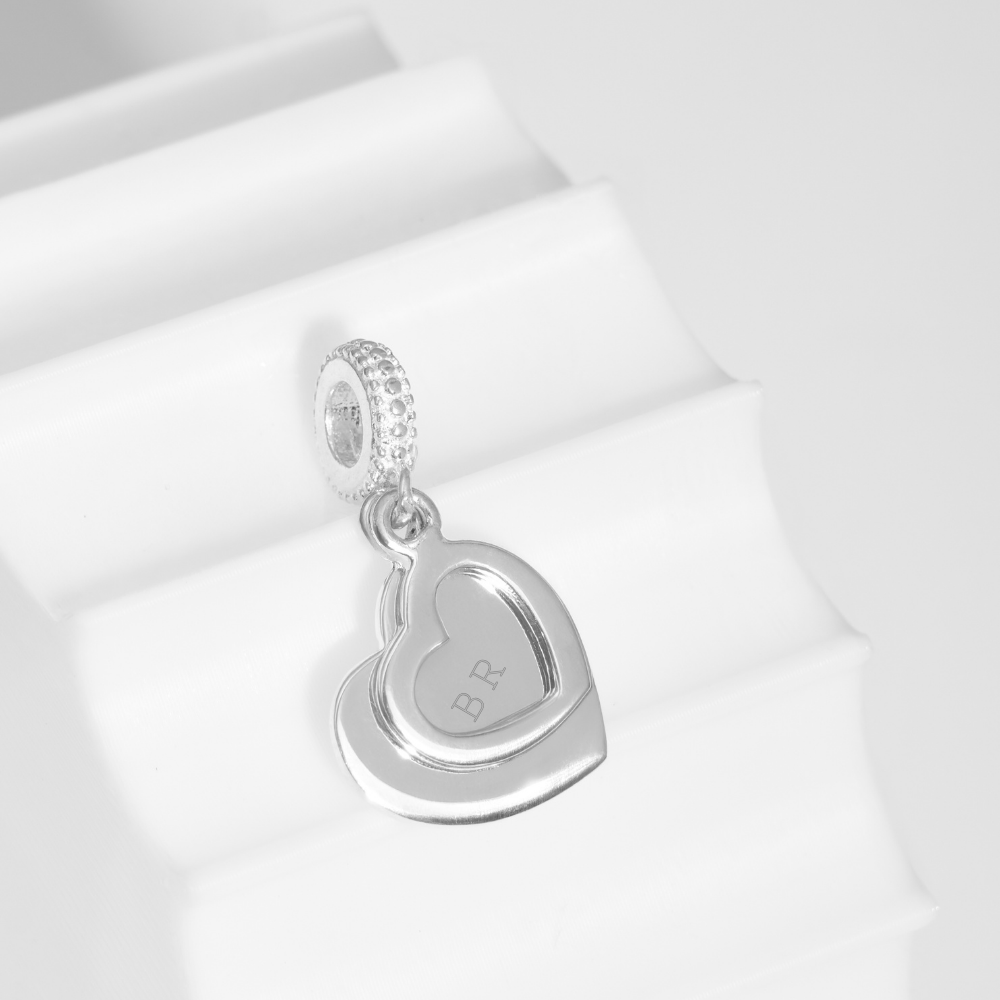 Charm Tag - Corazón doble con bail de Circonias - Silvertag Shop