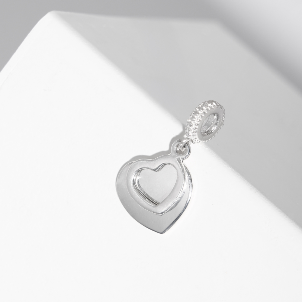 Charm Tag - Corazón doble con bail de Circonias - Silvertag Shop
