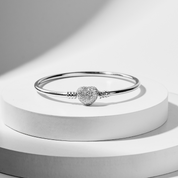 Glowtag - Brazalete Rígido con Broche de Corazón con Zirconias - Club VIP - Silvertag Shop