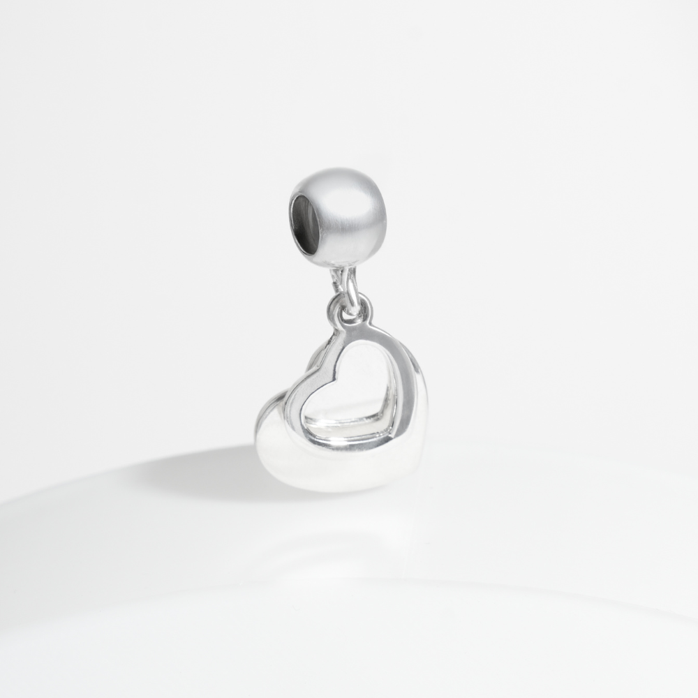 Charm Tag - Corazón doble con bail liso - Silvertag Shop