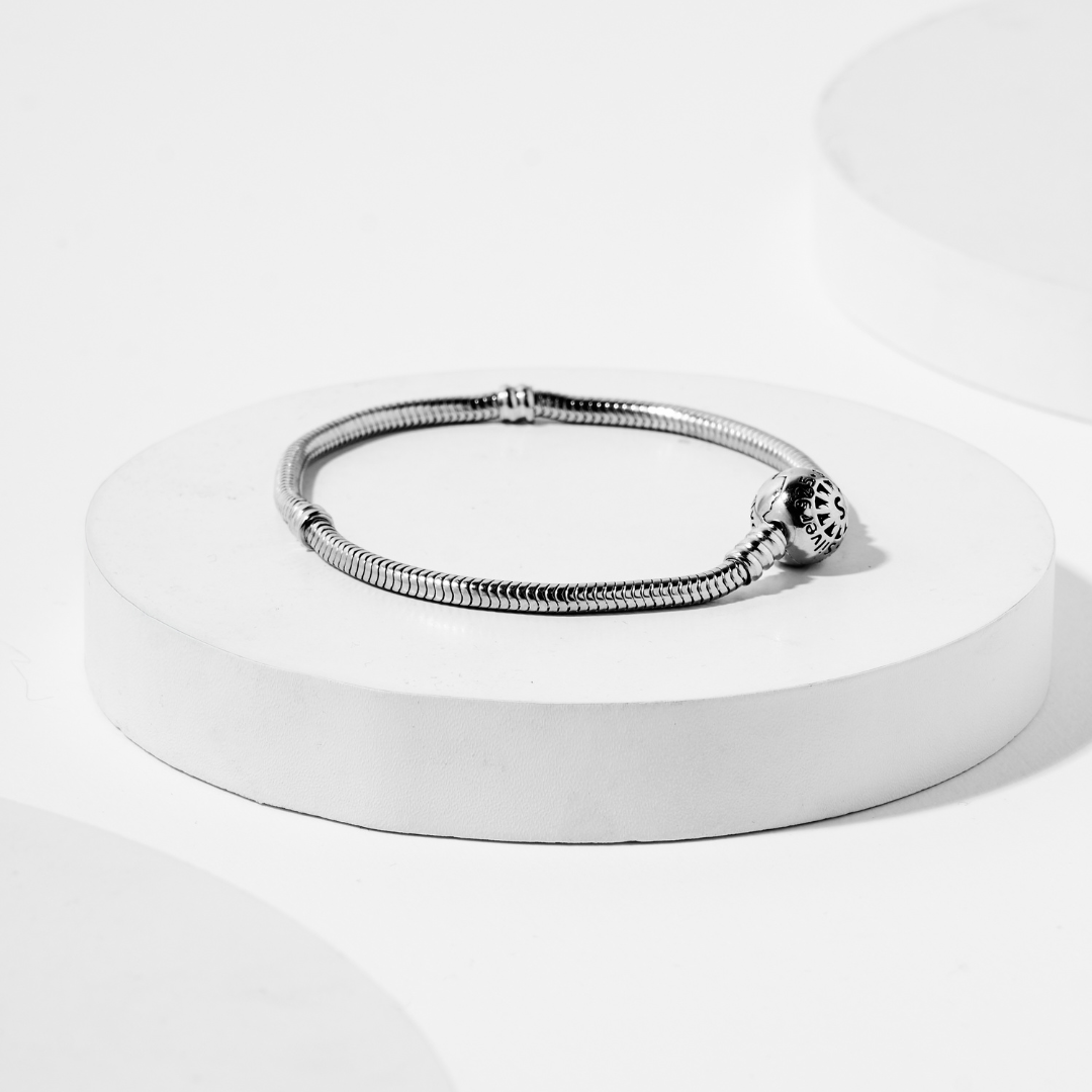 Flowtag - Brazalete Cadena de Serpiente con Cierre de Esfera - Club VIP - Silvertag Shop